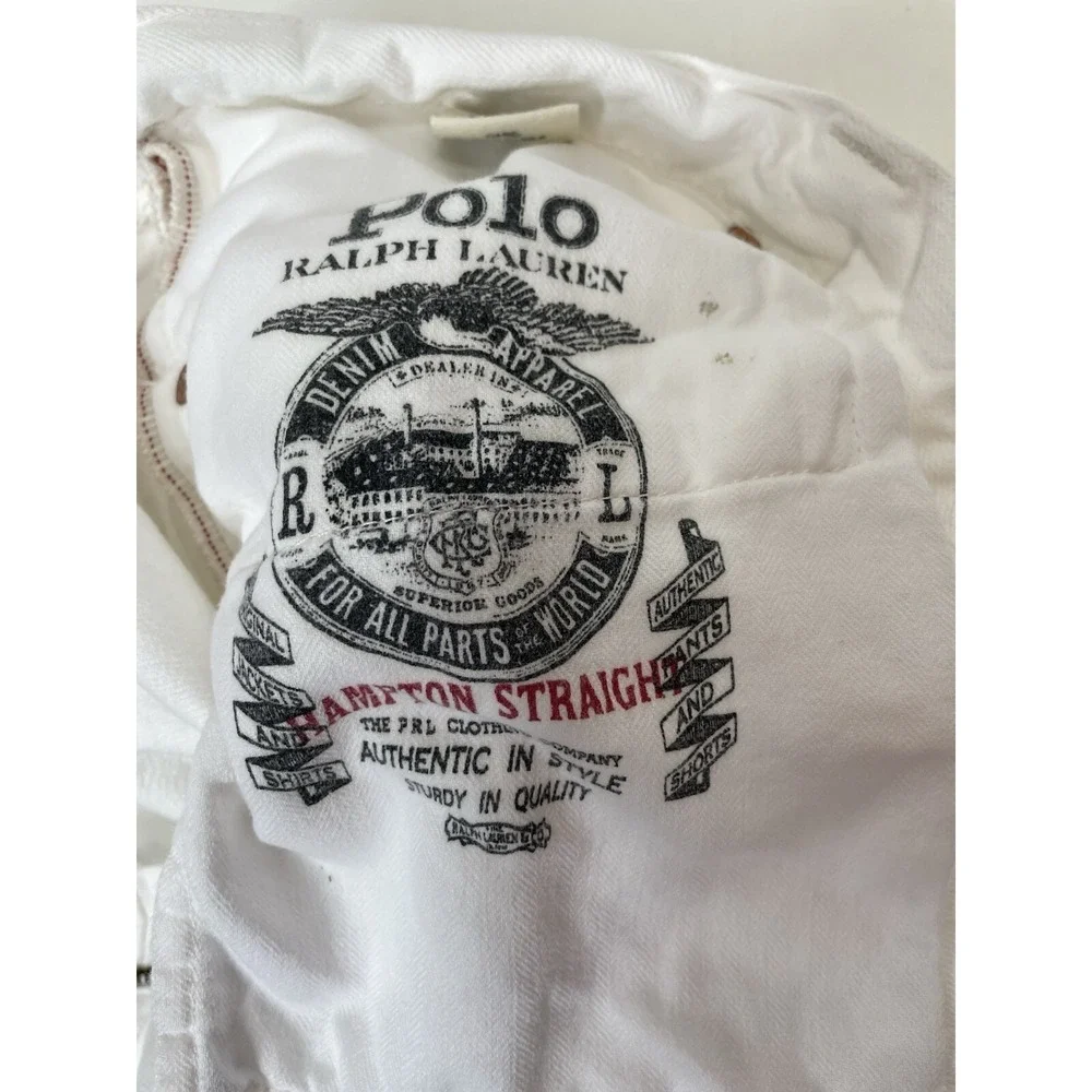 Polo Ralph‎ Lauren  Hampton Straight Selvedge Denim Jeans Mens 38x32 White